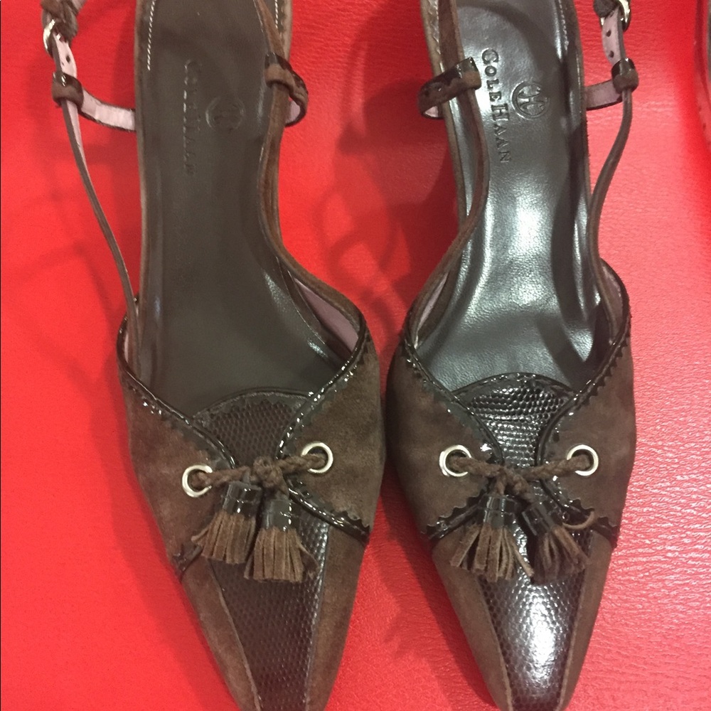 Women’s Cole Haan Brown Tassel Slingback Heels
